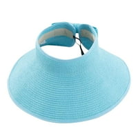 Ženska slamna šešir-širok slamna slamna sunčeva vizir šešir za šešir na plaži na otvorenom, plava jedna veličina