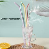Fusipu slamka za piće Ponovne silikonske slamke Postavite jednostavan za čišćenje boje šarene toplotne otporne na toplinu