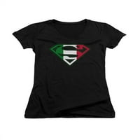 Superman DC Comics Italijanska zastava Shield Juniors V-izrez Majica Tee