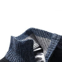 Muški povremeni povremeni tanak zip gore debeli pleteni kardigan džemperi sa džepovima Clearence Plava 14