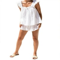 Eyicmarn ženske ljetne pidžame postavlja bez rukava bez rukava + šarene rubove