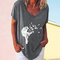 Modne žene V-izrez casual s kratkim rukavima tiskanim majicama