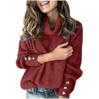 Dadaria grafički tinejdžeri za žene Vintage Trendy prevelizirani ženski turtleneck pleteni džemper dugih rukava Elegantni casual vrhovi vino xxxxl, žene