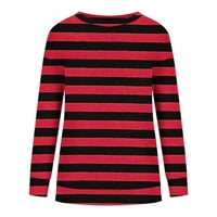 Halloween ponude ženske duksere za Halloween Stripe Print dugih rukava labav duks s dugim džemper-dukserskim