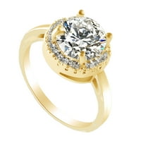 Okrugli oblik Bijela kubična cirkonija 14k žuto zlato preko sterlingovog srebrnog rušenog zaručničkog prstena