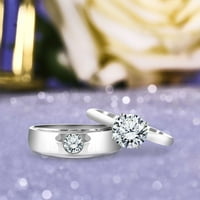 Parovi njegovi i njeni prstenovi - 1. Carat Round Cut Moissine Remise Prstenje za parove - 18k bijelo zlato preko srebra