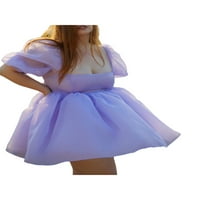 AFUNBABY kratke haljine za žene, ljeto Čvrsta boja kvadratni vrat Bubble rukav natečen za klub za plažu