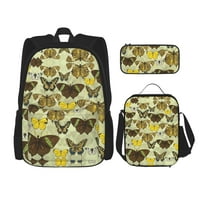 Školski ruksak za dječake tinejdžera Dječji dječaci, razni leptiri žuti tisak Povratak na školsku knjigovodbene torbe za ručak torbica za olovku