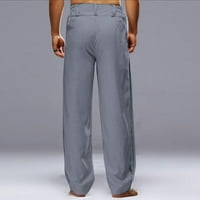 Muška modna casual pune boje pokušajte prozračan posteljina džep elastični struk velike veličine hlače pantalone traperice plavi xxl
