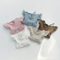 Toddler Baby Girls Ljeto odjeća za odjeću SOLISKA RUFFLELNA LIJETNA MAJICA MAJICA ELASTIC HORTS odijelo