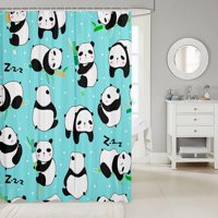 Panda tuš za zavjese 72 WX72 L, slatka panda kupatila crtani crtani medvjed životinje uzorkuju kupaonica zavjesa kawaii dekor sobe za dječje dječake djevojke tinejdžeri