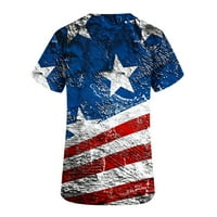 Gaecuw Patriot Crewls Day Neovisnosti Žene vrhovi modni kratki rukav V Vreći za vrat Radna uniforma sa džepovima Bluza vrhovi slatkih patriotskih majica američka zastava
