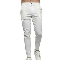 Muški zatvarač za zatvaranje Olovka za hlače Ležerne prilike modne tastere plaćene ležerne pantalone bijeli, xl