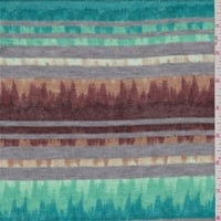 Aqua Brown Flamestitch Stripe džemper plesti, tkanina od dvorišta