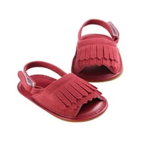 Tenmi Toddler Kids ravne sandale kaznena cipela sa sandale za gležnjeve sandale Ljeto Prvi šetači Djevojke dječake Lagane neklizajuće tamno crvene, krpe, gornje 6 mjeseci