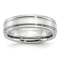 Bijeli kobaltni prsten za vjenčanje u obliku srebra sa satin i polirani
