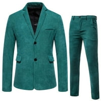 Muška modna odijela Veliki i visoki čvrsti gumb u boji niz dugih rukava okupljane formalne jakne i pantri za patent zatvarač ugodne poslove Dva odjeća zelena XL