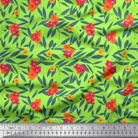 Soimoi Green Pamuk poplin lišće tkanine i cvjetni umjetnički otisak šivaći tkaninski dvorište širom