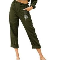 Kliplyki Clearence Trendne hlače za žene hlače tiskane elastične struke duge hlače sa džepom