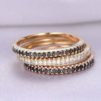 0. karatni vjenčani prstenovi se postavljaju crno-bijeli moissitni dijamanti vjenčani prsten sterling srebro sa 18k ružičastom zlatom
