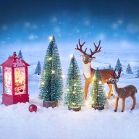 11.8 Umjetno mini božićno drvce sa LED svjetlima, ukras tableta malih borova sa drvenom bazom za božićnu prazničnu zabavu ukras za zimski zanat