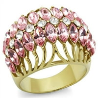 Ženski mesingani prsten za žene sa gornjim klasom kristal u ruži - veličine 8