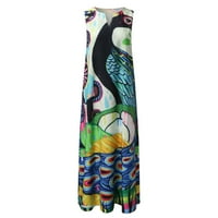 Knit Mini haljina Maxi haljina za rukavice za žene Ljeto Ležerne prilike bez rukava V izrez Maxi labava haljina Boho Beach Dug sandress s džepovima