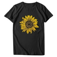 Ženski ljetni suncokret majica slatka cvijeća grafička labava magistrala kratkih rukava kratki rukav