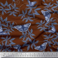 Soimoi Rayon Crepe tkanina točka, lišće i leptir otisak šivaći šipka šipka