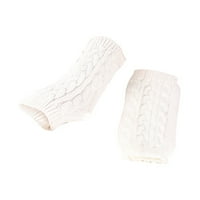 Guvpev Ženske zimene rukavice bez prstiju Crochet Thumhole Knit plemenito grijesi Mittens - Bijela jedna veličina