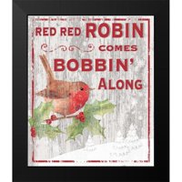 S. Art Studios Crni moderni uokvireni muzej umjetnički print pod nazivom - Crveni crveni robin