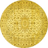 Ahgly Stroj firme prati u zatvorenom okruglom medaljoni žutim tradicionalnim prostirkama područja, 6 'okruglo