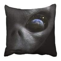 Siva ufo vanzemaljska gleda na zemlju 3D plavi znak bliski stvorenje vanzemaljskog očiju od jastučnica