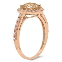 CT sjajan okrugli rez Clean Simulirani dijamant 18k ružičasto zlato halo pasijans sa accentima prsten sz 4