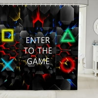 Gaming tuš za zavjese igrač za zavjese za djecu za djecu za djecu za odrasle Geometrijski šesterokupan kupatilo za zavjese za tuširanje Video igara GamePad Vodootporni poliesterski zavjese Dekor sobe