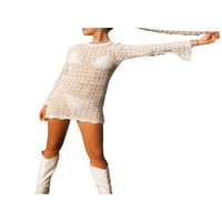 Žene bez leđa izdubljene pletene mini haljine dugih rukava Bodycon haljina pogledajte korito plaža Clubwear
