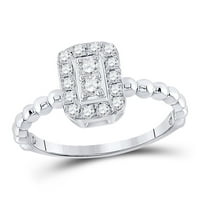 Ženska solidna 10kt bijela zlatna okrugla Diamond perled pravokutnik Klup prsten CTTW Ring veličine 8