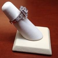Dame 18kt Pave Diamond Double Halo Angažman Prsten sa prirodnim princezom Cut White Sapphire sa 0. CTW G-VS Diamonds