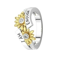 Wendunide prstenovi Ja sam e-nough Engleski prsten modni set s dijamantnim bikolorom Daisy dobro za vas a