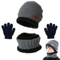Dječji dječaci Djevojke Zimske šešir i rukavice Podesite fleke toplo pleteni panijski poklon za zimsku vanjsku, sivu