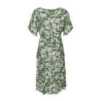 Ženske haljine kratki rukav maxi casual v-izrez cvjetna ljetna haljina zelena l