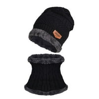 PXIAKGY kape za žene debela i zimska set šešir muške kape plus prigušivač pletena hat ovratnik bejzbol kapsasebazball kape crna + m