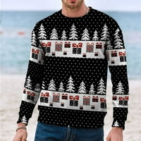 Hanas Muška odjeća Muški casual top božićni print okrugli vrat pulover dugih rukava crni xxl