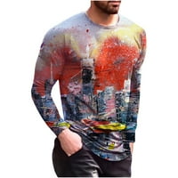 -Hints za muške vrhove jesen zimski dugi rukav okrugli vrat Modni 3D ispisani casual pulover za bluzu za bluzu