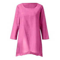 Izlasci TOPS T košulje s dugim rukavima nepravilna majica za blube s majicom TUNIC Obična majica za žene Top Pink XL