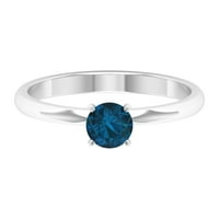 London Blue Topaz Solitaire prsten u okruženju za glavu, srebrna srebra, SAD 12,00