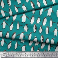 Soimoi Blue Georgette viskoza tkanine Penguin Ocean Ispis tkanina od dvorišta široko
