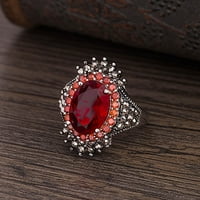Heiheiup Vintage Thai Ore Ring Ring Ring Pretjerani Big nakit crveni Pomegranat Srebrni Crni prstenovi Prstenje za teen djevojke