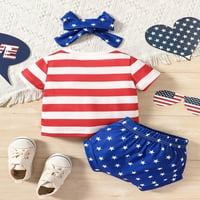 4. jula dojenačka dječja djevojaka ljetne odjeće zvijezda slova kratki rukav majica Elastični struk Stripe Stripe kratke hlače
