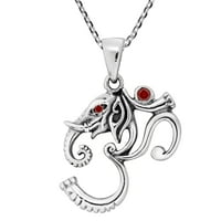 Mysticl Ganesha sa om ili aum simbolom crveno cz. Srebrna ogrlica
